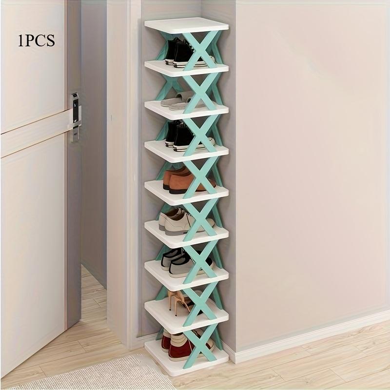 2-Tier Space-Saving Foldable Shoe Rack, Suitable for RVs, Bathrooms, and Dormitories - Durable PP Plastic, Compact Lightweight Storage Box