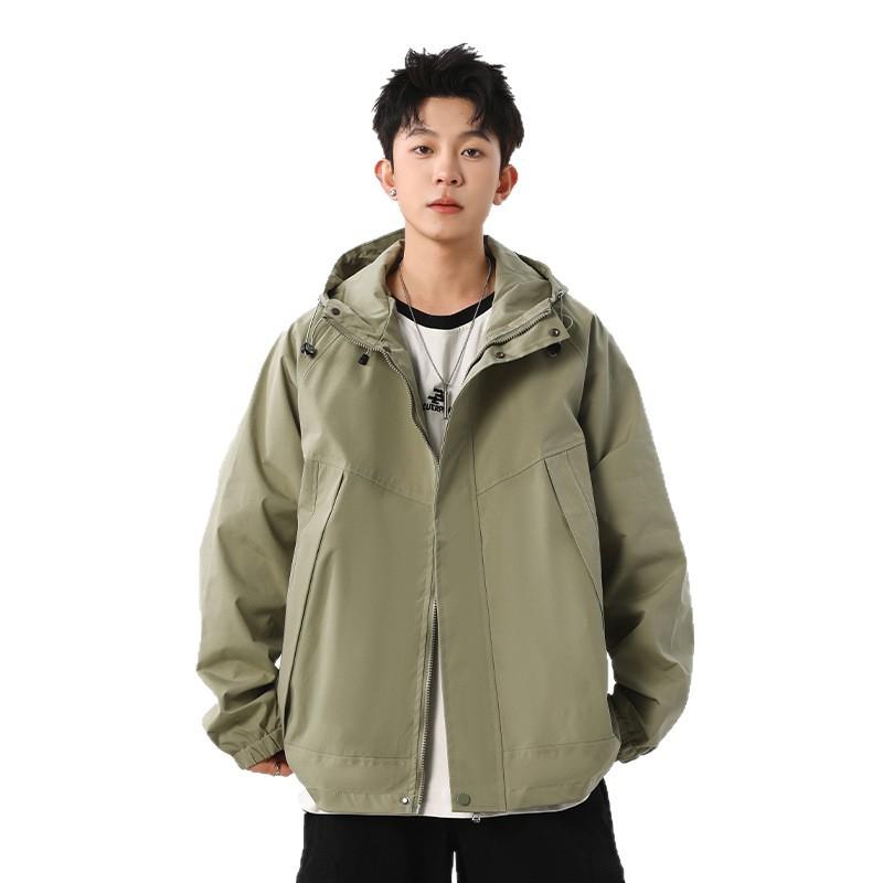 Spring and Autumn New Jacket Men's Hooded Versatile Casual Loose Jacket Solid Color Hooded Teen Jacket for Men
