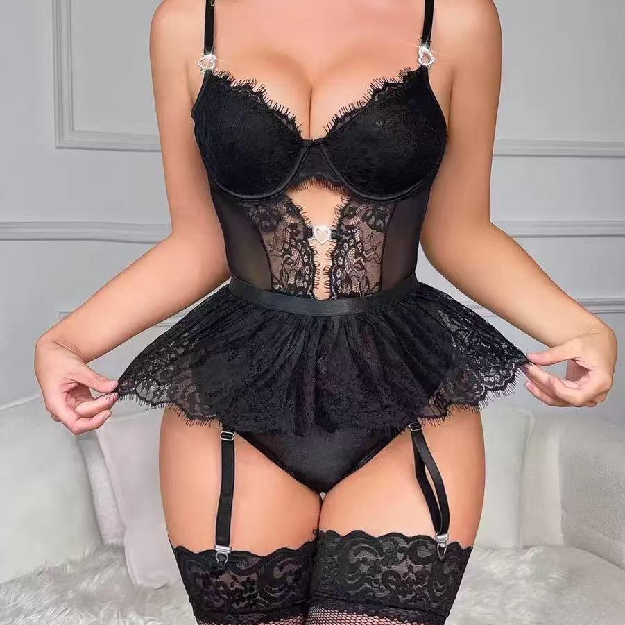 Cross-Border Lace Garter Belt & Stockings: Flirty Nightclub Bodysuit