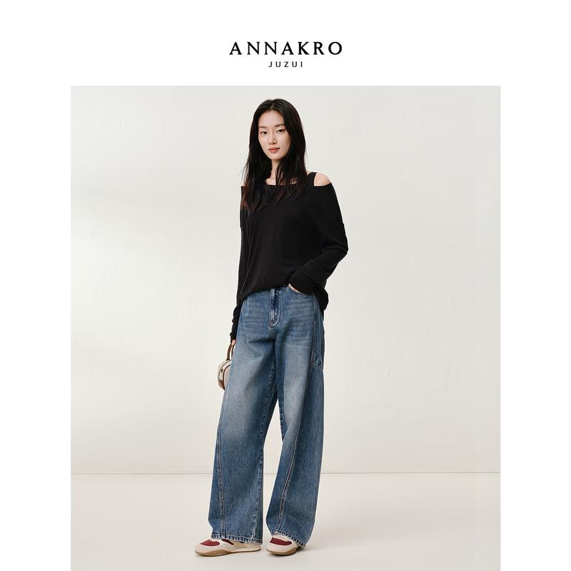 Jiuzi Annakao Women s Faux Two-Piece Hollow-Out Long-Sleeve Blouse L