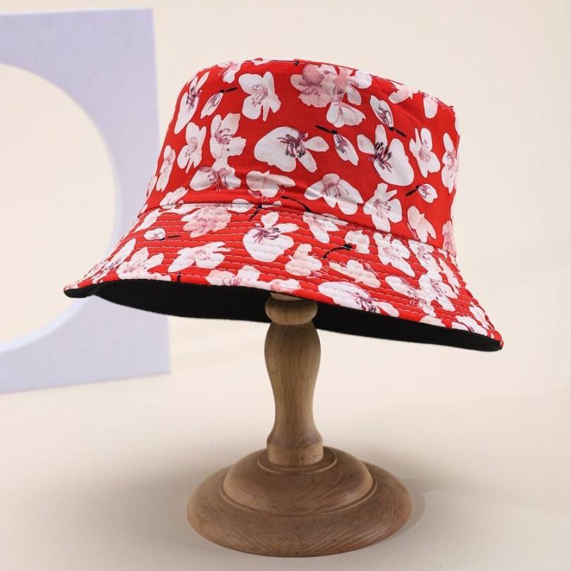 Small Flower Full Print Bucket Hat Spring And Summer Outdoor Sunshade Sun Hat Couple Double-Sided Basin Hat Woman