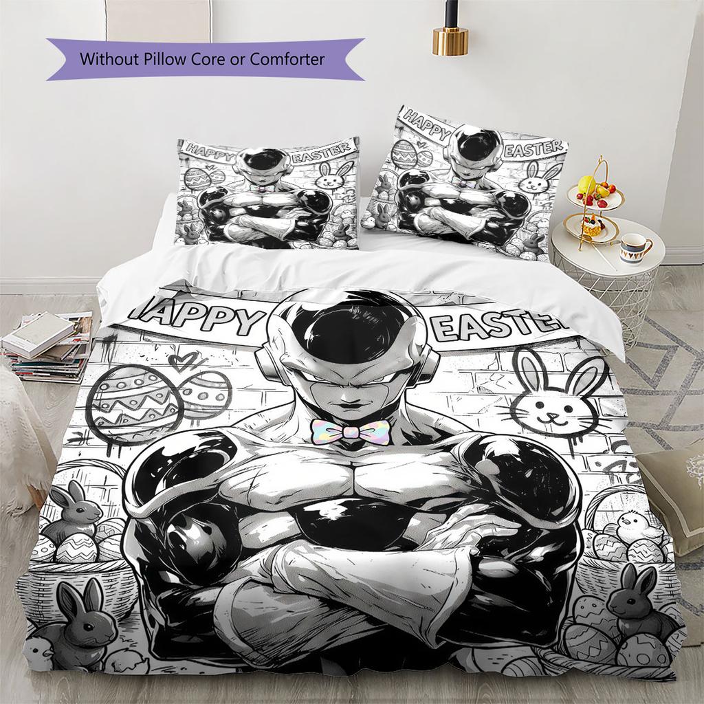 Easter Frieza Pattern Bedding Quilt Set Quilt Cover Pillowcase Home Decoration Birthday Gift (1 * duvet cover + 2 * pillowcase, without core)