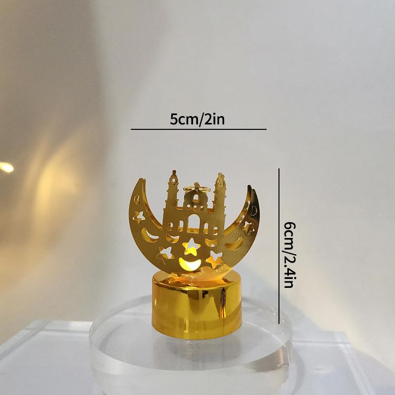 Islamische Ramadan Lampendekorationen 2026 Muslimischer Halbmond Kerze LED Lampe Stern und Mond Laternen Desktop Partyzubehör Muslimisches Geschenk
