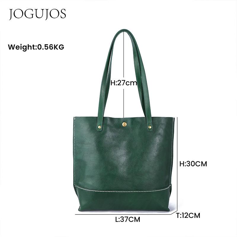 JOGUJOS leather shoulder bag large capacity versatile tote bag women's multi-functional retro women's handbag bag