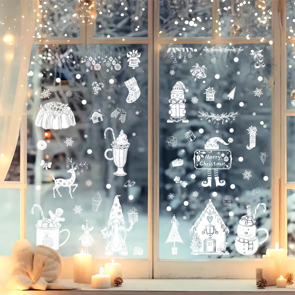 Snowflake Window Reindeer Sticker Static Pvc Glass Decals For Christmas Decor