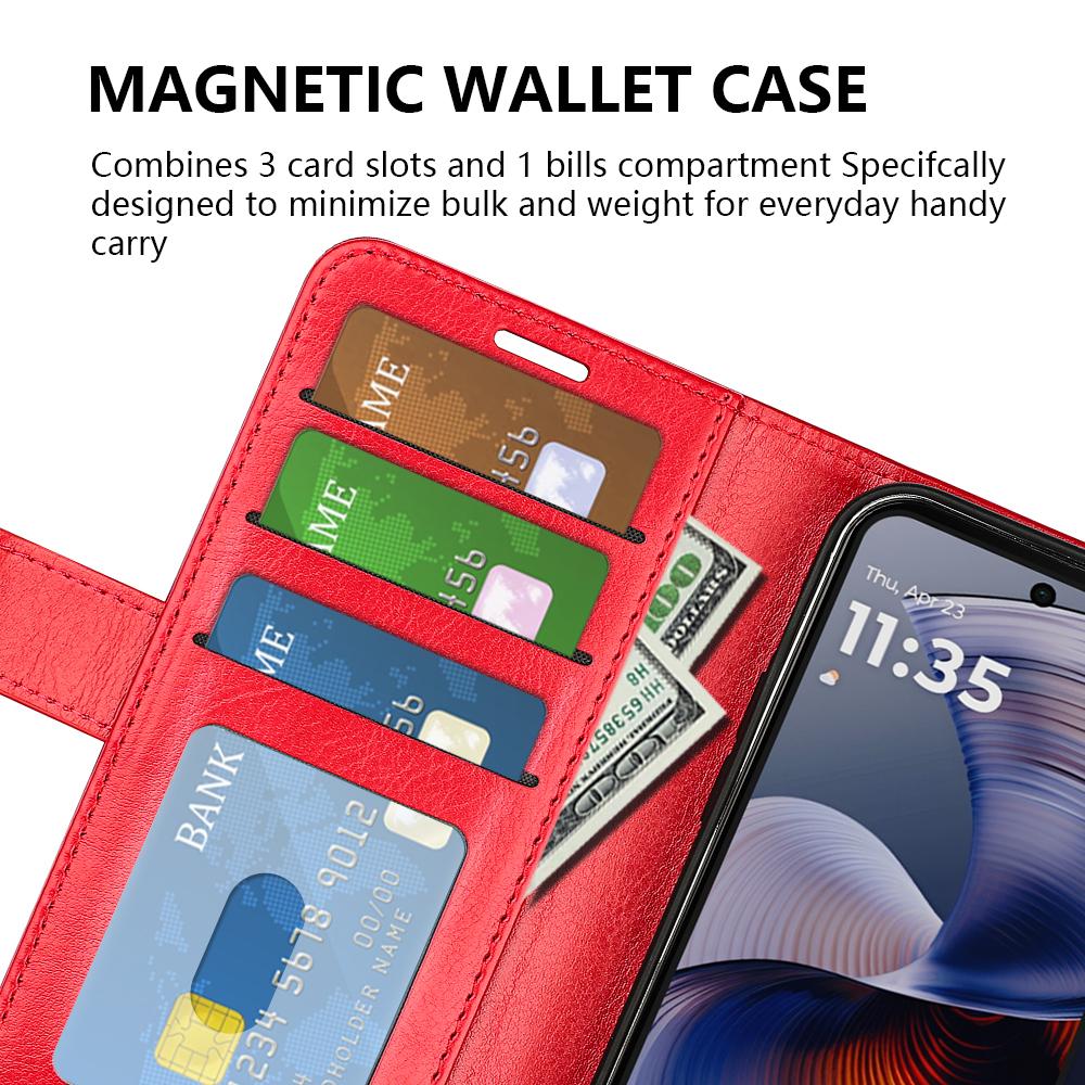 For Motorola Moto G55 5G Wallet Case Crazy Horse Texture Stand Leather Phone Cover