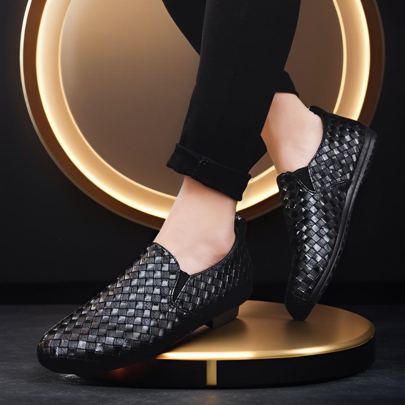 

2024 Осень Мягкая Подошва Молодежная Слип-Он Повседневная Мужская Кожаная Обувь - Дышащая, Универсальная, Тканая 43 (Runs Small)