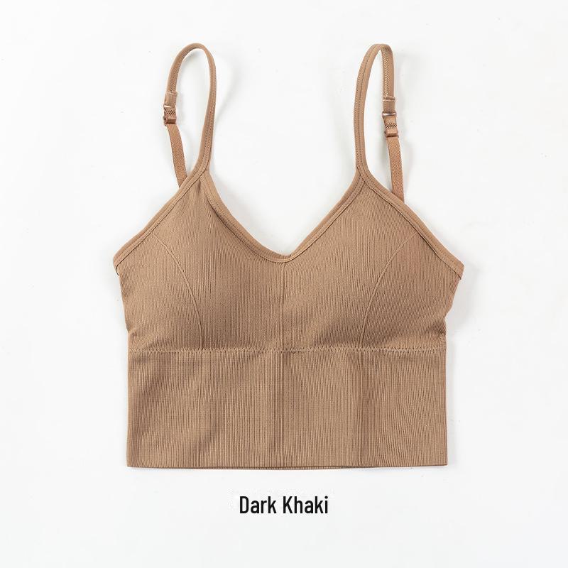 

Бюстгальтер для йоги Kaka Solid Color Medium Thin No-Wire средней длины с тонкими бретелями 6685 Tight Latex