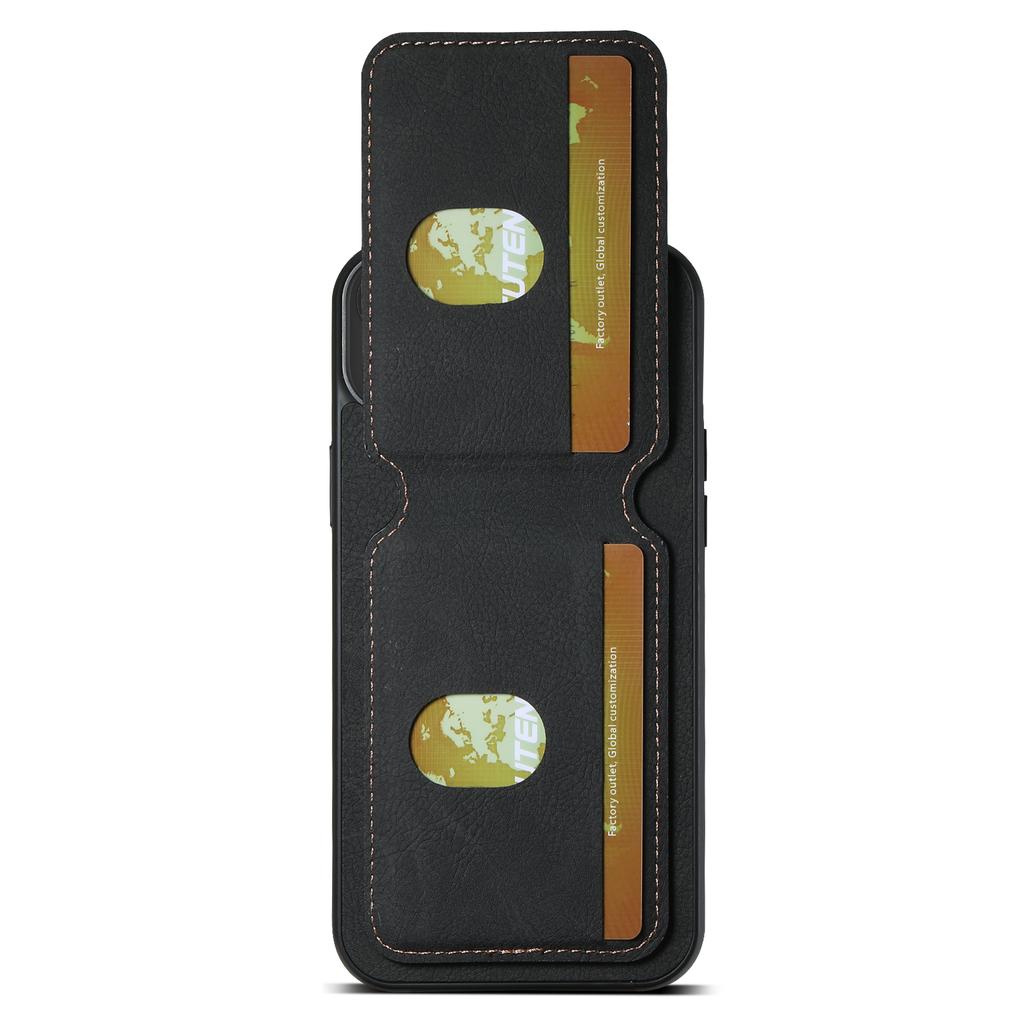 For iPhone 14 Case Litchi Texture PU Leather Card Slots Phone Protector