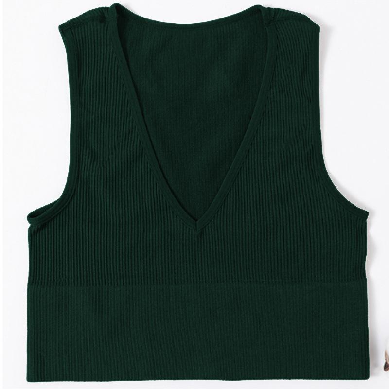 Women Ribbed Knit Sleeveless Racerback Crop Tank Top