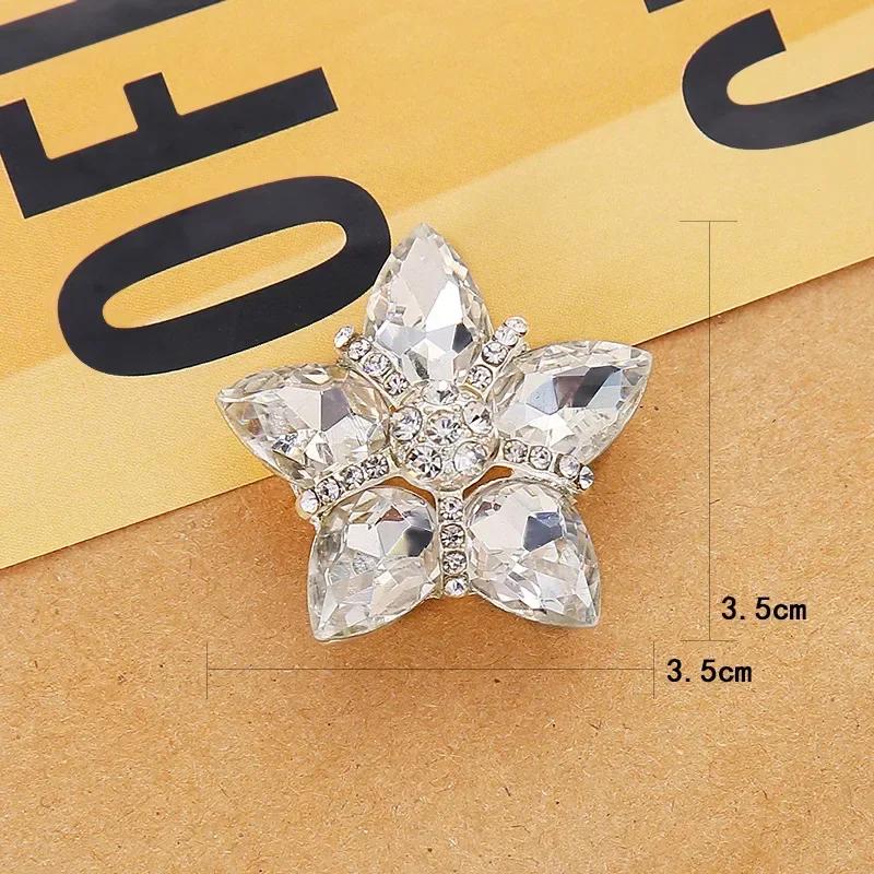 1pcs Extravagant Metal Buttons Rhinestone Sleeve Buckles Shank For Sewing Clothing Accessory
