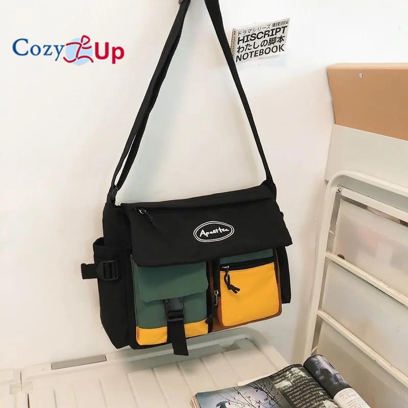 

Мужская сумка через плечо Cosy Up, модная и универсальная сумка на одно плечо, небольшой женский рюкзак большой вместимости, повседневная японская сумка почтальона 31x11x24cm чёрный