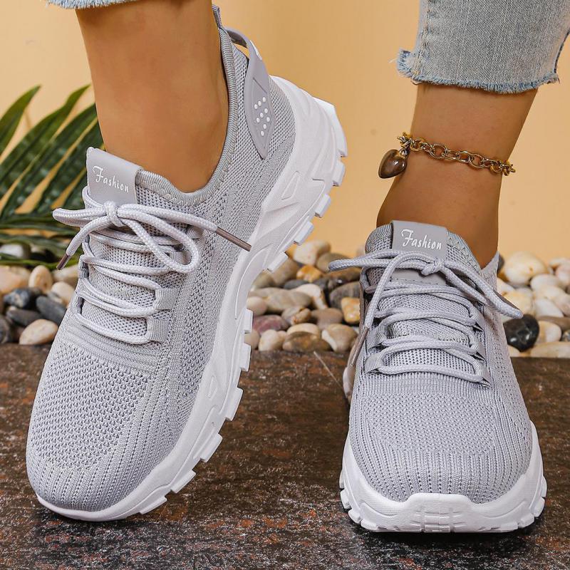 White Mesh Platform Sneakers Thick Sole Casual Shoes Breathable Knit Sneakers for Women Outdoor Spring Running Sports Shoes