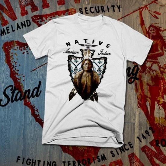 Native American Indian T-Shirt Indigenous Warrior Feather Headdress Tribal new M