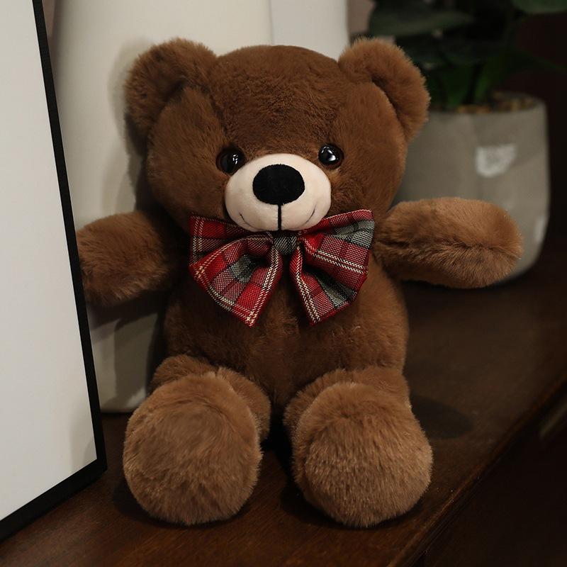 Niedlicher Plüsch-Teddybär mit Fliege, Teddybär-Puppe, Plüsch-Teddybär, Kuschelbär-Puppe, Beruhigende Muppet-Puppe für Kinder