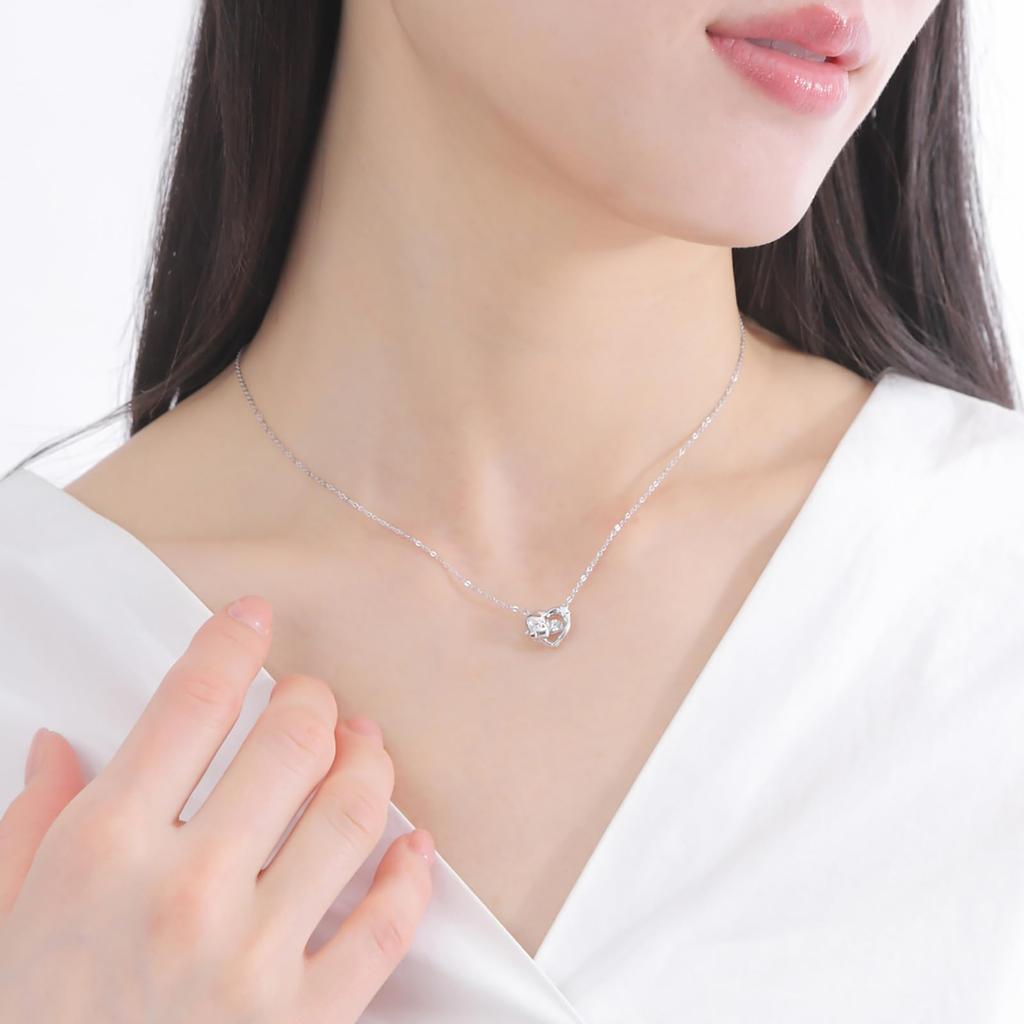 White Clover Tuxedo Sam 45th Anniversary Sanrio Characters Dancing Stone Silver Necklace SATA45-N001RD