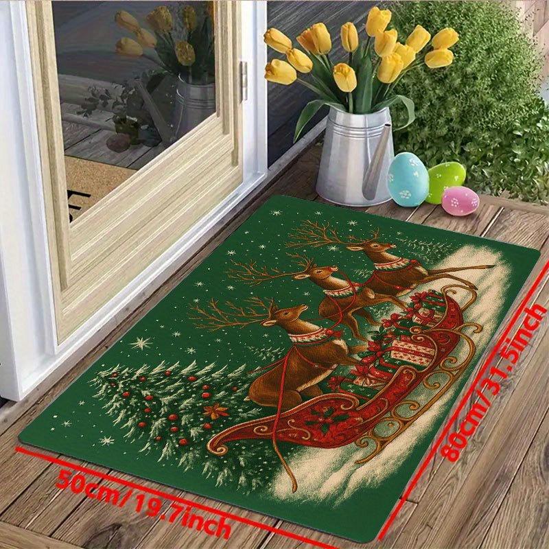 1Pcs Anti Fatigue Kitchen Rugs Christmas Reindeer Print Waterproof Non-Slip Thick Cushioned Kitchen Mat Heavy Duty Comfort Standing Mat for Kitchen