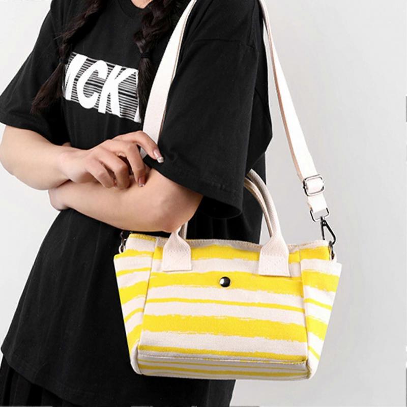 All-match Ladies Shoulder Bag Aesthetic Design Striped Canvas Bag