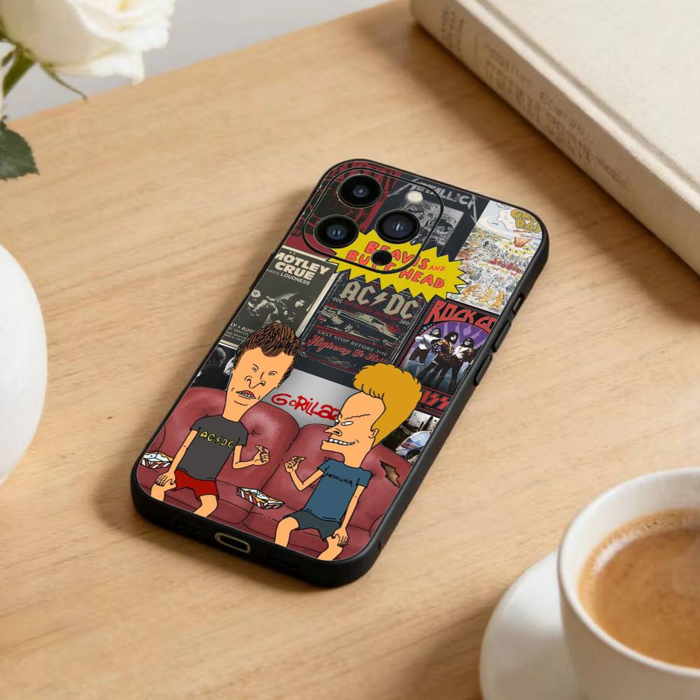 Cartoon B-Beavis And Butt-Head Phone Case For iPhone 16,15,14,13,12,17,Pro Max,Plus Silicone Black Case