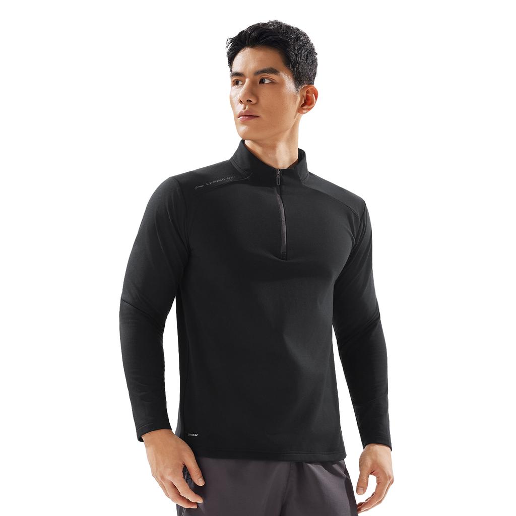 Li-Ning Fitness Series Stand Collar Logo Letter Stitching T-Shirt Men Tops ATLV365-1
