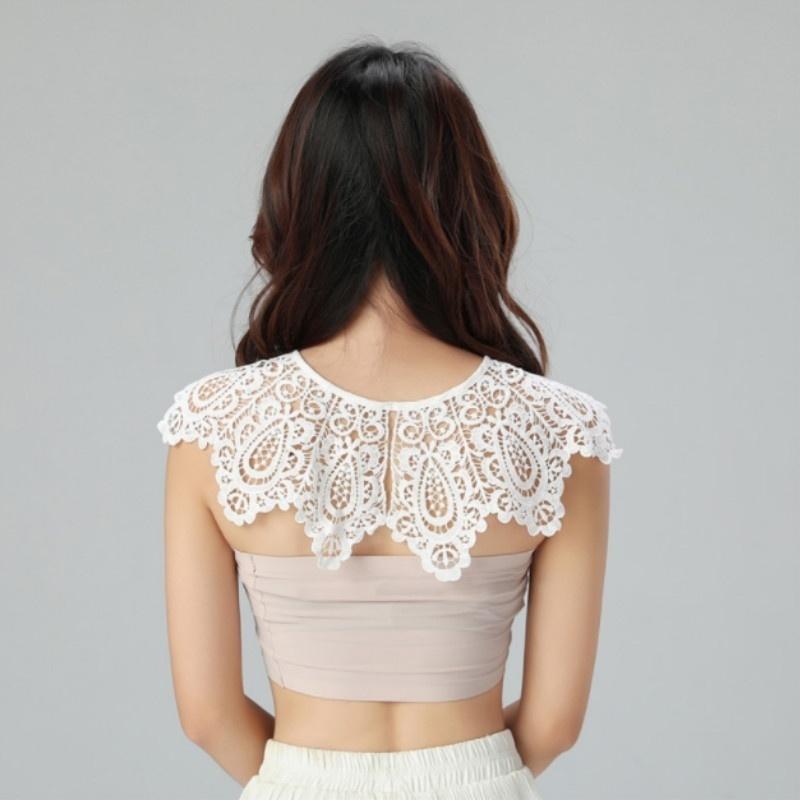 Lace Fake Collar Wild Hollow Collar Lace Cape Cloud Shoulder Pearl Lace Shawl Fairy Girl Accessories Antique Ornaments Necktie
