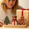 Desktop Christmas Tree Decor Wooden Ornaments, Vintage Colorful Decoration, Rustic Holiday Wood Figurines Miniature Snowman Figures with Pine