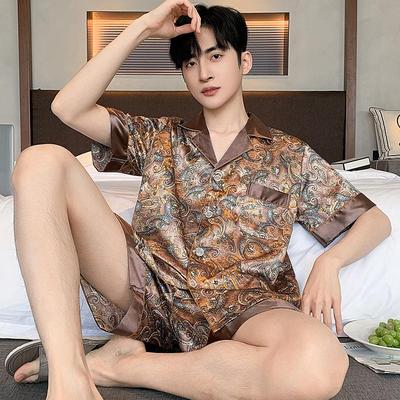 Pijama de Seda Hielo para Hombre Primavera/Verano 2024 - Conjunto de Manga Corta y Larga