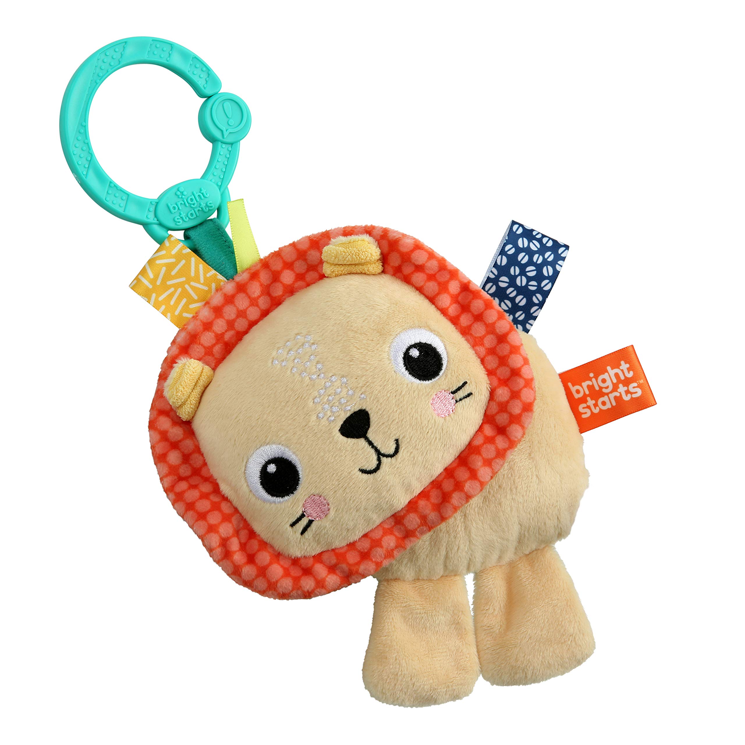 

Bright Starts Friends for Me Lion Plush Toy (0 Months), Fabric Toy, Educational Toy, for Outings, Stroller Included, 12294
