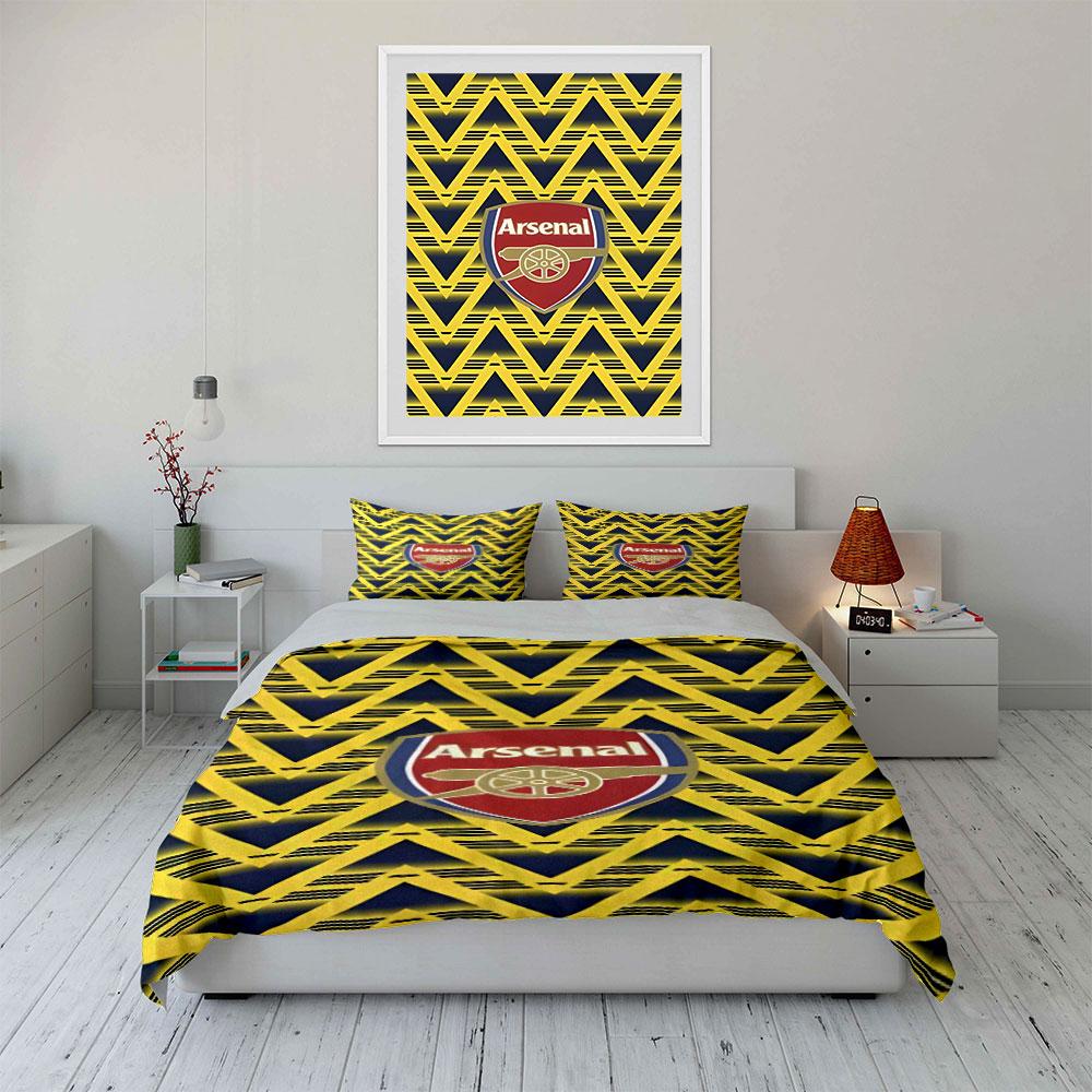 Galones amarillos, emblema del Arsenal. Juegos de cama Juegos de fundas nórdicas Fundas nórdicas Fundas de almohada(1 * Funda de edredón 2 * Fundas de almohada sin relleno de edredón)