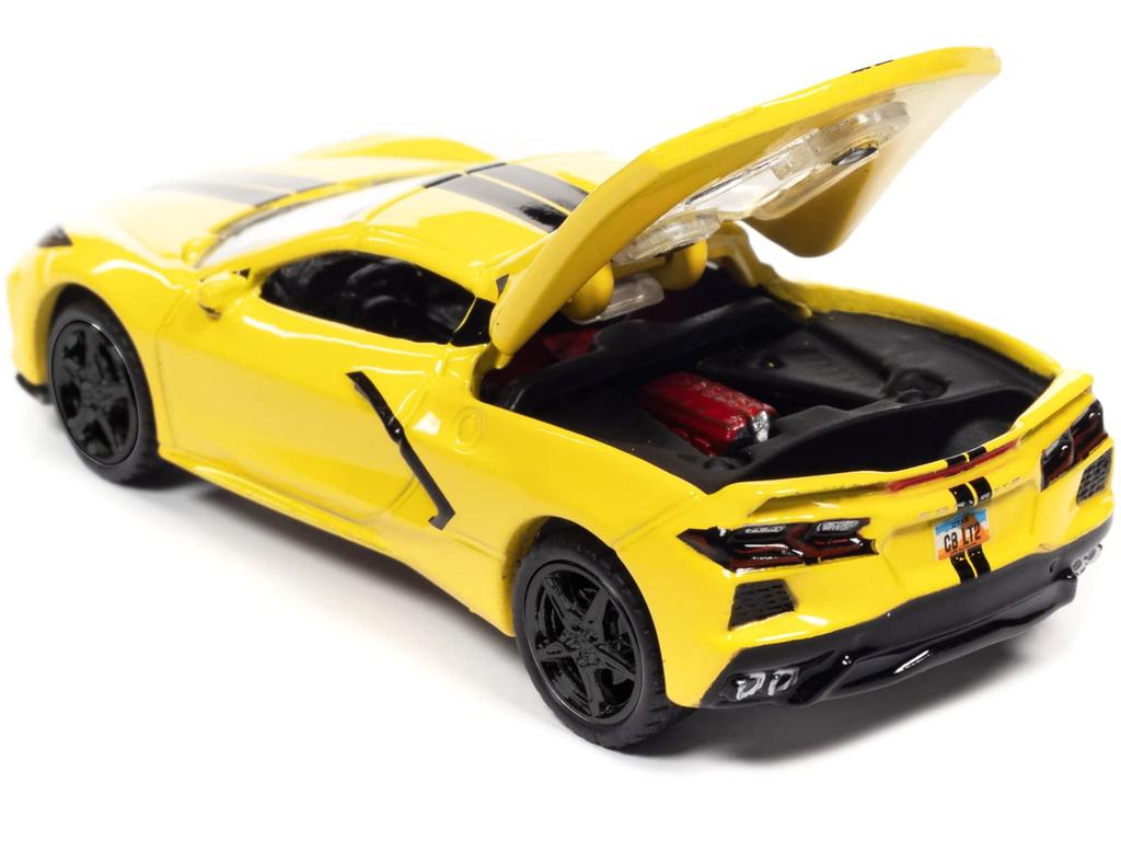 Autoworld 2020 Chevrolet Corvette C8 Stingray Accelerate Yellow with Twin Black Stripes "Sports Cars" Limited Edition To 15702 Pieces Worldwide 1/64 D