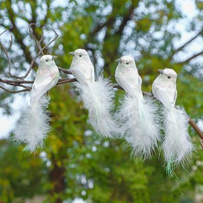 4 teile/satz Frühling Pastoralen Stil Simulation Vogel Federn Lange Schwanz Goldene Seide Lovebirds Hof Gartenarbeit