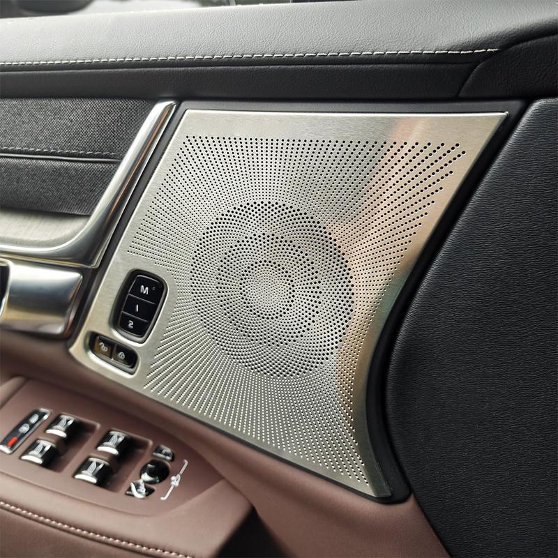 4Pcs Stainless Steel Door Speaker Cover Trim Compatible with For Volvo For S90 2017 To 2026 OEM Fit No Modification Needed