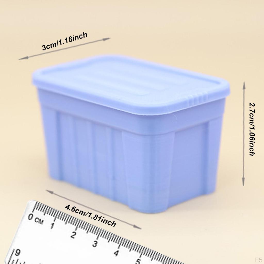 1/12 Miniature Storage Box with Lid Collections Mini Organizer Ornament for Micro Landscape DIY