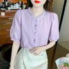 New Summer Women's Fashion Age-reducing Embroidered Cotton Shirt for Women's Fashionable Cotton Puff Sleeve Loose Top