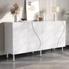 Modern sideboard with 3D curved doors, handleless design, living room hallway storage, made of PB and MDF, metal legs