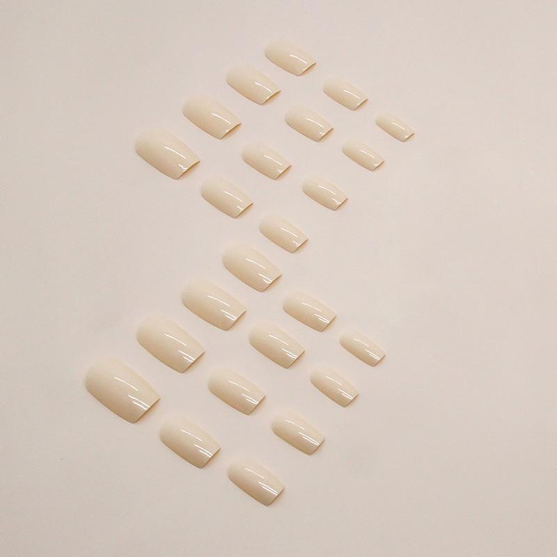 Milk whirring goose yellow medium and long European square nail art piece fake nail finished product removable solid color nail art piece