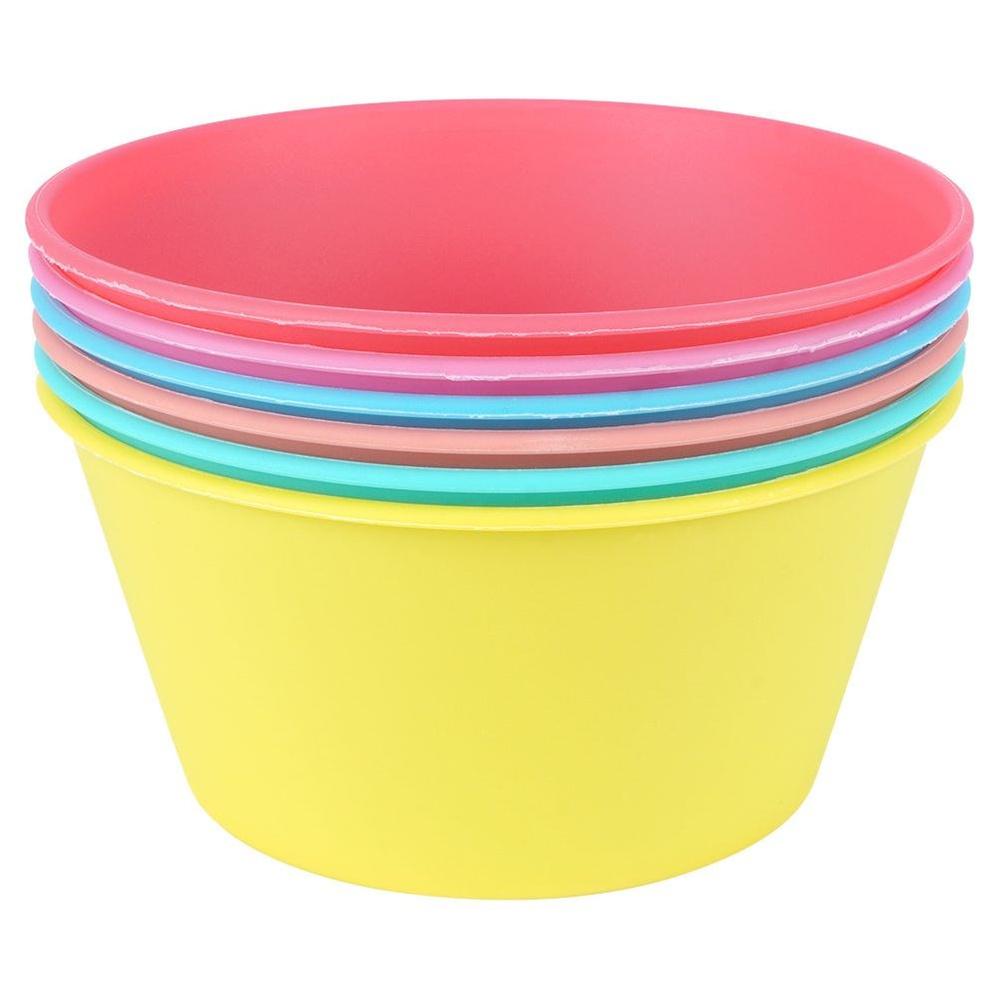 6x Plastic Reusable Travel Picnic Bowls Set 400ml