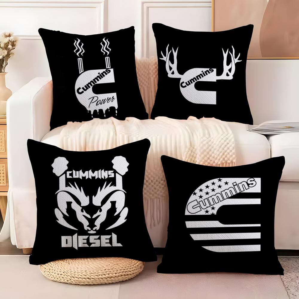 Gas Fueled Engine C-CumminsS Cushion Cover Soft Plush Fabric Double-Sided Printed Sofa Cushion Cover for All Seasons Home Decor