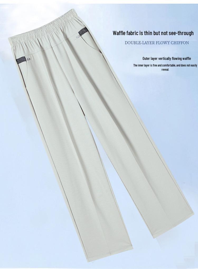 Summer Capris for Middle-Aged & Elderly Women – Lightweight Elastic High-Waist Straight-Leg Pants