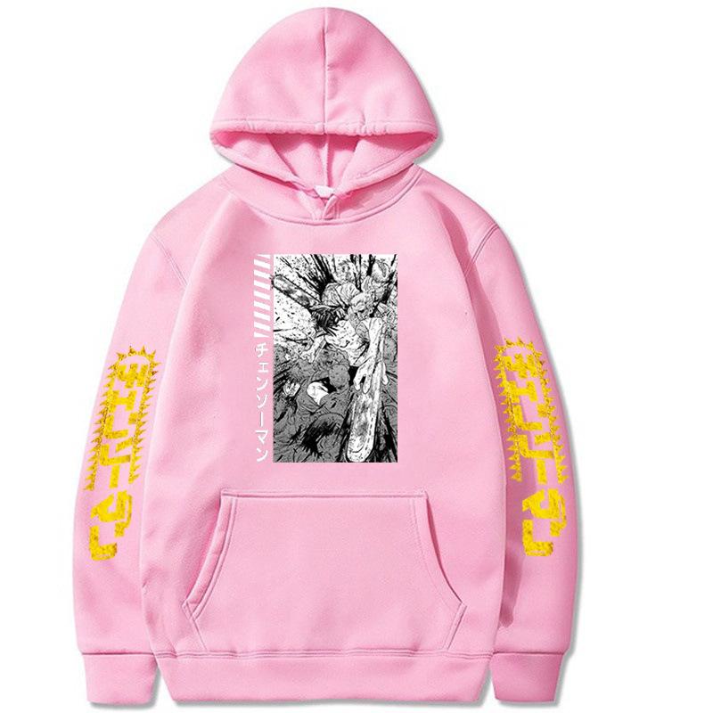 Chainsaw Man, Electric Black And White Print Autumn And Winter Men'S And Women'S Fleece Hoodie Loose Sweater Hoodie Top