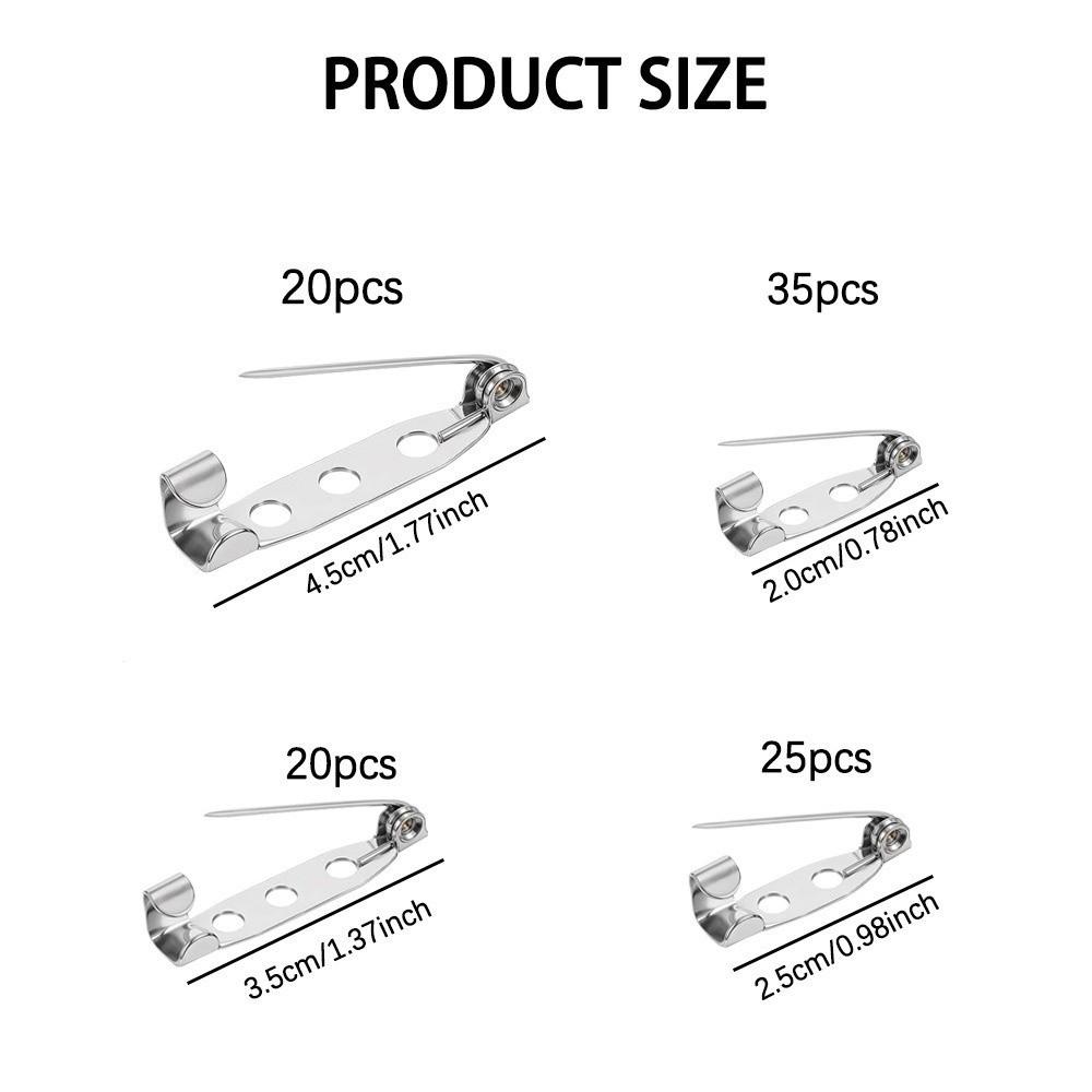 60/80/100 Stück Neue Metall-Stiftleisten Silber DIY Bastel-Anstecknadeln Rückseiten 15/20/25/32/38/45mm Broschenverschluss-Stifte Nähzubehör