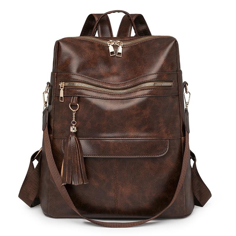 

Women s Tassel Backpack Computer Bag Large Capacity Travel Backpack кофейный