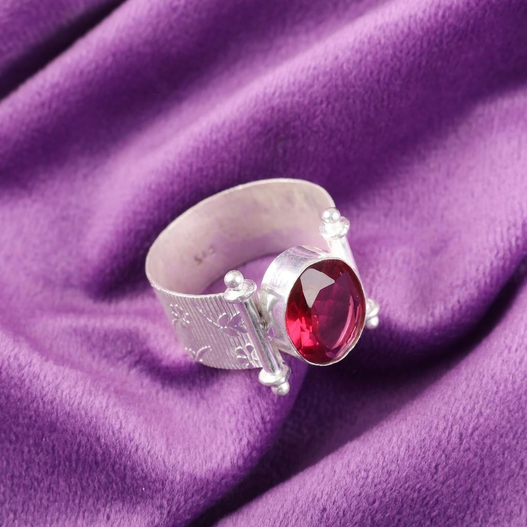 Natural Pink Rubellite Gemstone 925 Sterling Silver Jewelry Handmade Women Ring RR-22-19