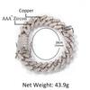 Fashion Bling Bling Gold Plated Cuban Link Chain Bracelet 12mm Square CZ Cubic Zirconia Cuban Bracelet Hip Hop Jewelry