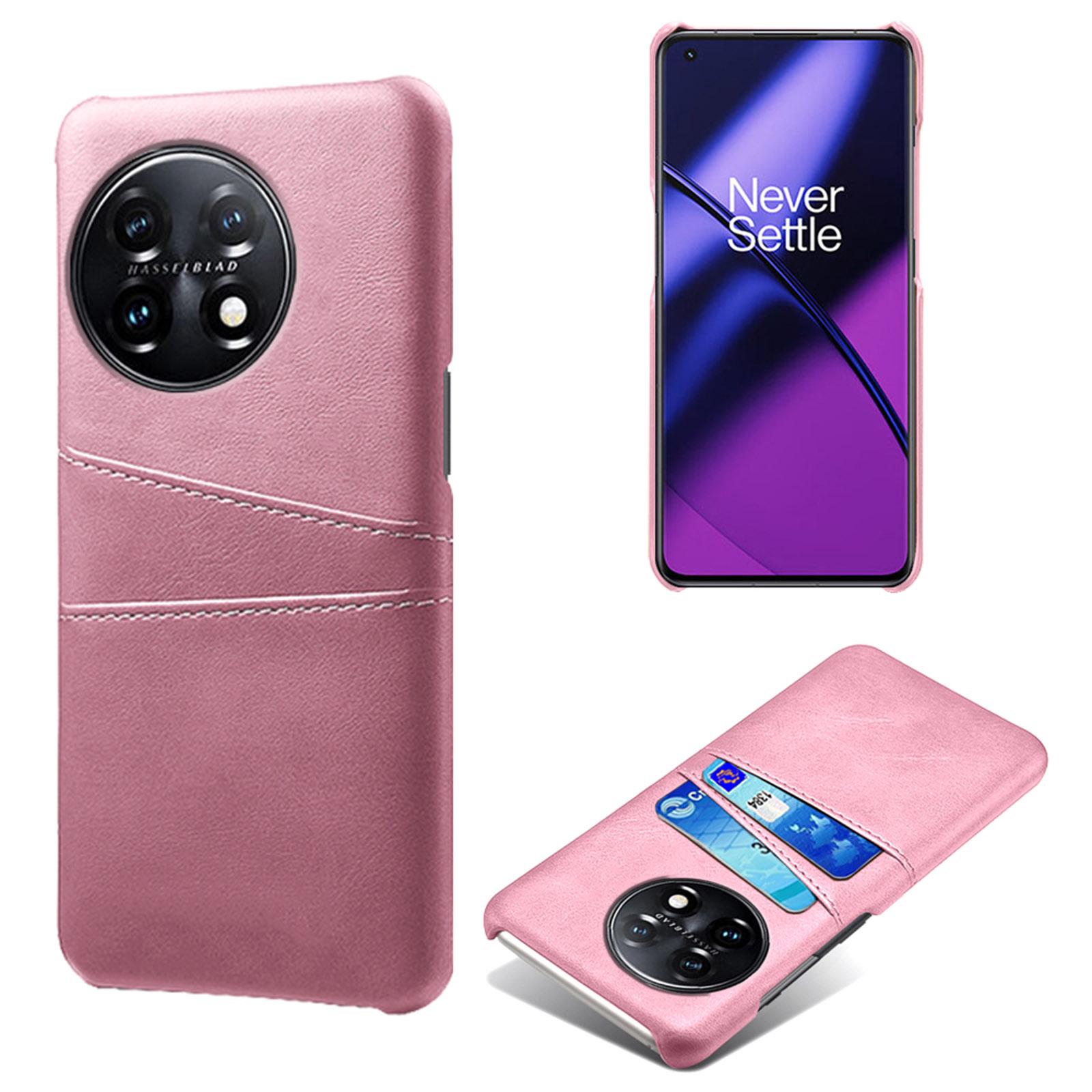 

For OnePlus 11 5G Slim Phone Case with Dual Card Slots Shockproof Non-slip Cell Phone Cover Rose Gold