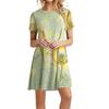 Women's Summer Sunflower Print Loose Crewneck Short-sleeved Dress
