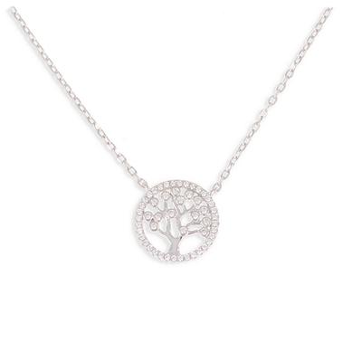 [Q2858] - Silberkette 'Lebensbaum' Weißsilber (rhodiniert) - 14 mm