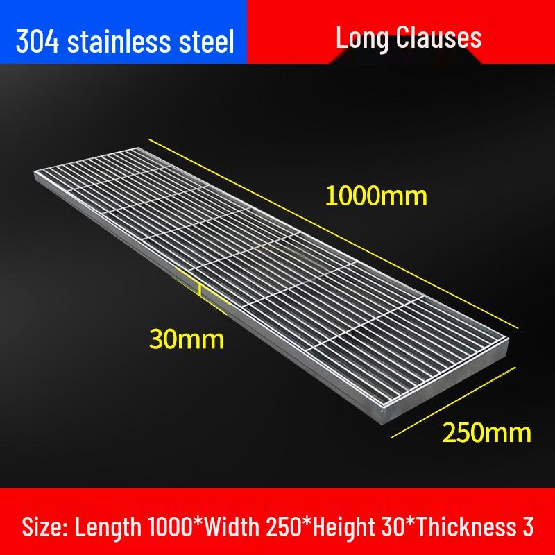 Gitterrostabdeckung aus Edelstahl 304 für Entwässerungsrinnen und Schächte.