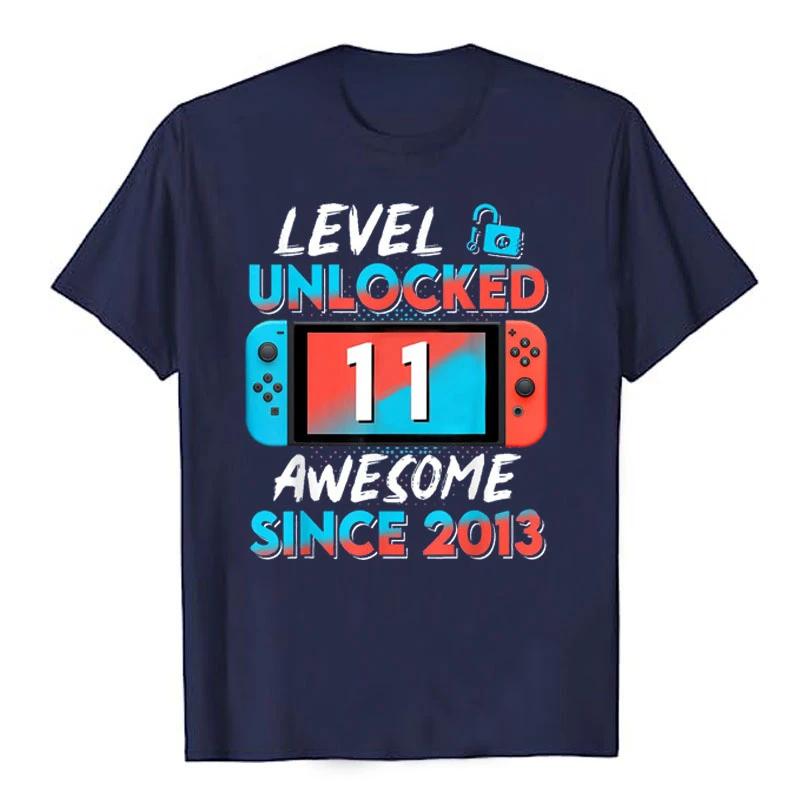 Gamer Graphic Tee Top Clothing 11 Years Old Clothes Level 11 Unlocked Awesome Since 2013 10th Birthday Gaming T-Shirt