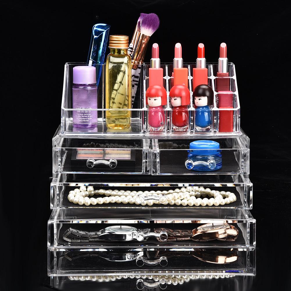 Clear Makeup Cosmetics Organizer Jewelry Storage Box Multi Layer Case with Drawers